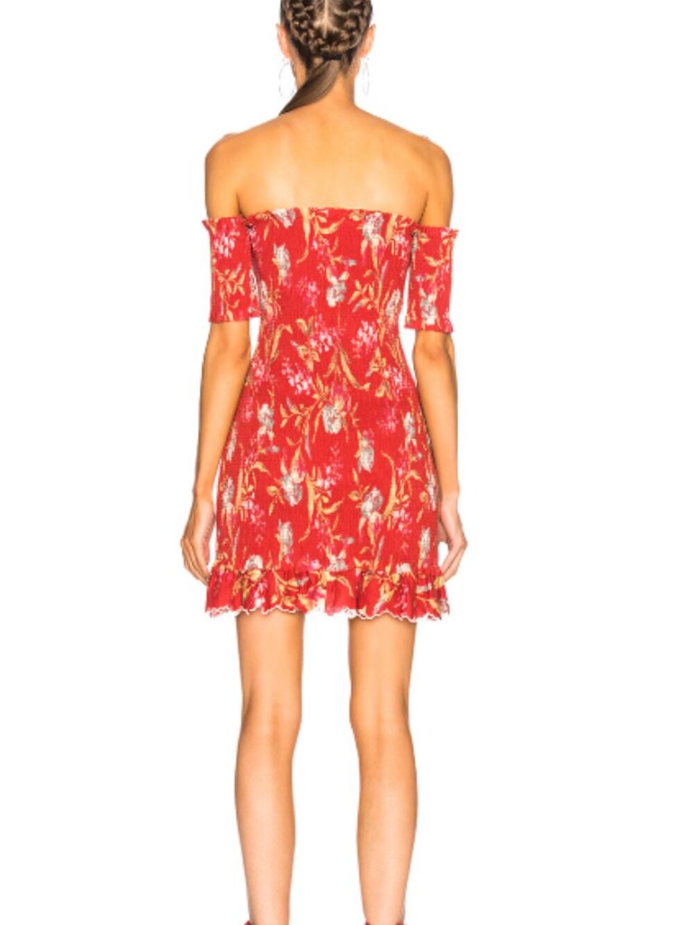 NWOT ZIMMERMANN Linen Corsair Shirred Flutter Mini Dress 3 US 10 Red Floral - Picture 3 of 11